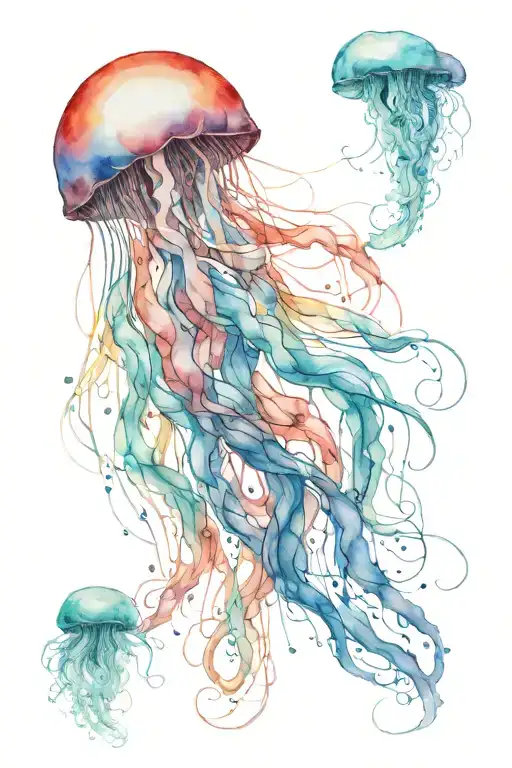 jellyfish suminagashi tattoo design idea