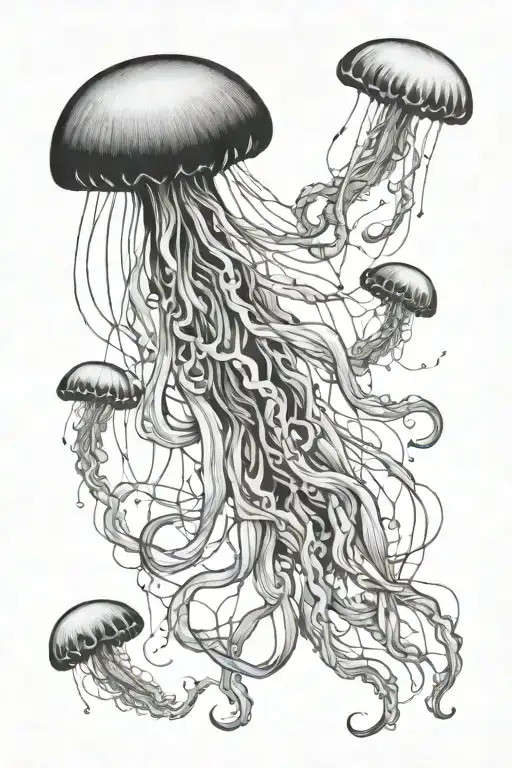 jellyfish suminagashi tattoo design idea