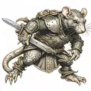 rat warrior with halbert and armor tattoo design idea