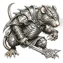 rat warrior with halbert and armor tattoo design idea