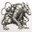 rat warrior with halbert and armor tattoo design idea