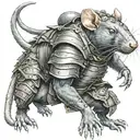 rat warrior with halbert and armor tattoo design idea