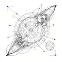 Sleeve tattoo representing spacetime curvature due to massive object, e.g. black hole with accretion disk.  tattoo design idea