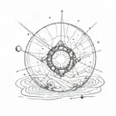 Sleeve tattoo representing spacetime curvature due to massive object, e.g. black hole with accretion disk.  tattoo design idea