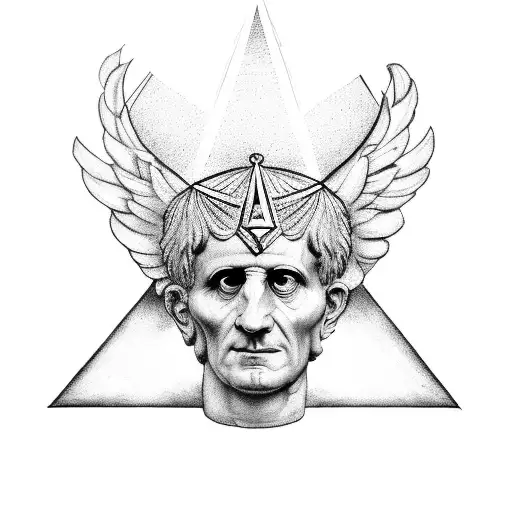 illuminati, biblical angels and julius caesar tattoo design idea
