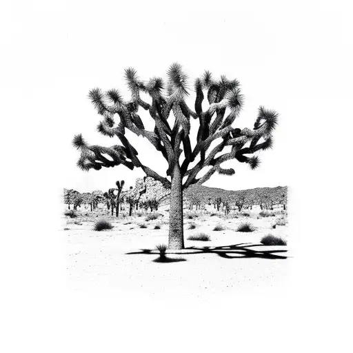 Joshua tree in front of brick wall  tattoo design idea