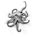 An elegant black and grey octopus gracefully swimming across the wrist and forearm tattoo design idea