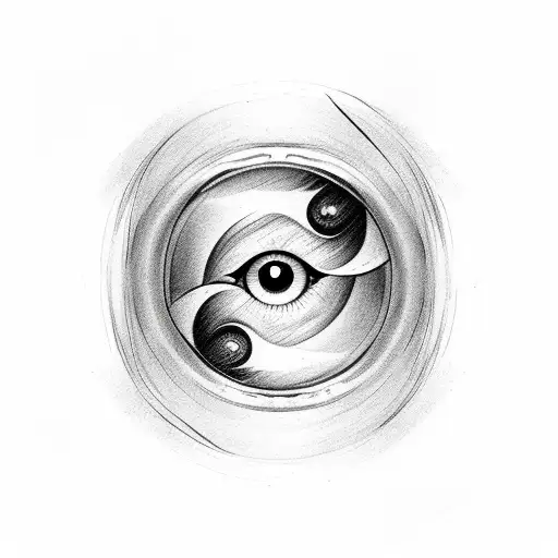 girl eye with yin and Yang as the pupil or iris tattoo design idea