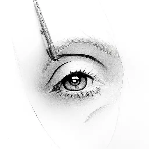 girl eye with baroque motif tattoo design idea