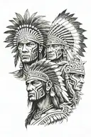 indian warrior face split with mexican warrior face tattoo design idea