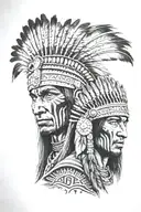 indian warrior face split with mexican warrior face tattoo design idea