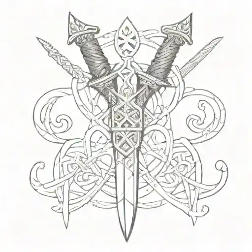 Viking daggers forming a pattern of viking knotwork tattoo design idea
