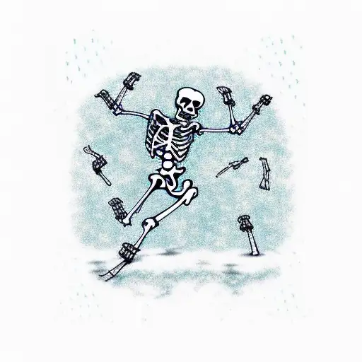 skeleton dancing in the rain tattoo design idea