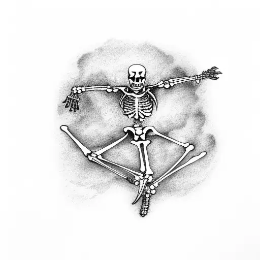 skeleton dancing in the rain tattoo design idea