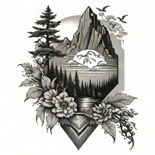 wife nature deisel machinist mountains wildlife tattoo design idea