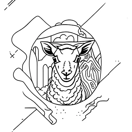 lamb with a cut through the neck on mountains tattoo design idea