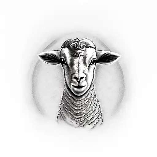 lamb with a cut through the neck on mountains tattoo design idea