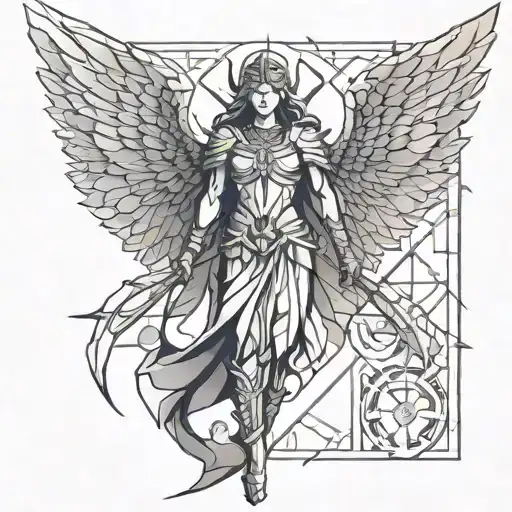 winged warrior angel  tattoo design idea