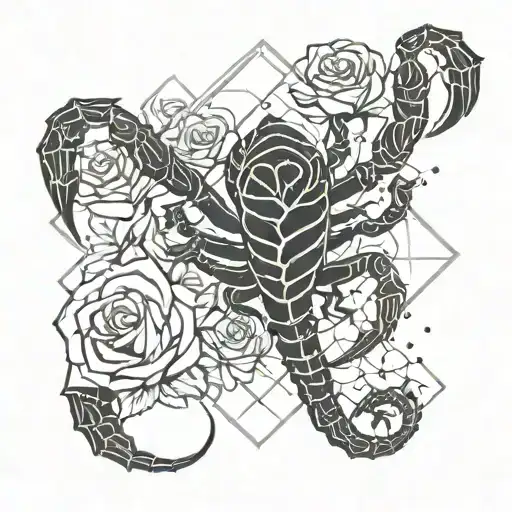 scorpion with roses tattoo design idea