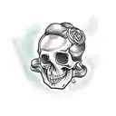 my portrait half skull half woman tattoo design idea