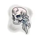 my portrait half skull half woman tattoo design idea