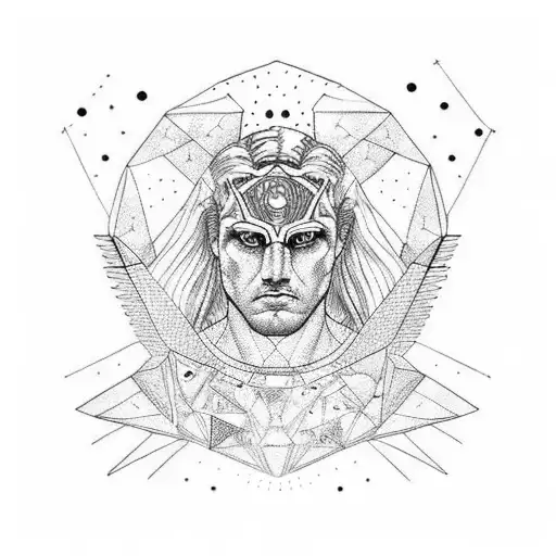 Apollo's face formed by constellations tattoo design idea