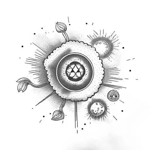 Children plant flowers in the shadow of a nuclear explosion tattoo design idea