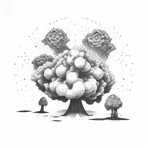 Children plant flowers in the shadow of a nuclear explosion tattoo design idea