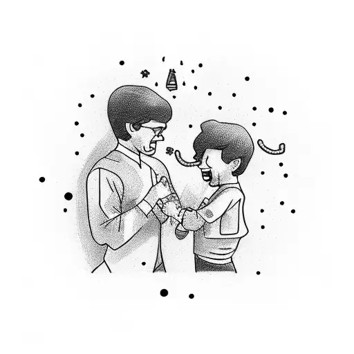 A tattoo of a father and son engaged in a playful activity that represents the bond and joy you share with your child tattoo design idea