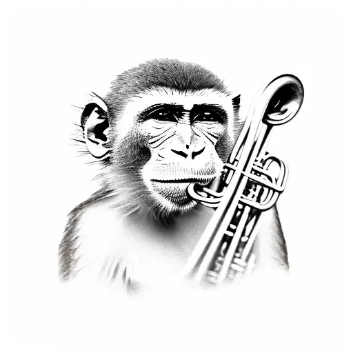 Monkey with a trumpet  tattoo design idea