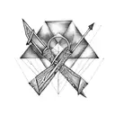 bow and arrow in a triangle tattoo design idea