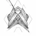 bow and arrow in a triangle tattoo design idea