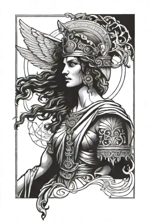 goddess Athena Greek Mythology tattoo design idea
