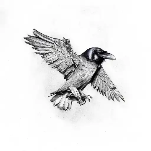 raven with open Wings  tattoo design idea
