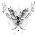 raven with open Wings  tattoo design idea