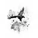 raven with open Wings  tattoo design idea