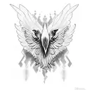 raven with open Wings  tattoo design idea