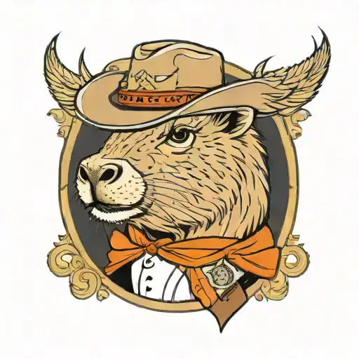 capybara cowboy with mullet  tattoo design idea