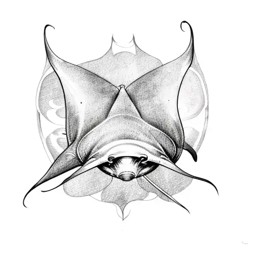 manta ray floating over the sun tattoo design idea
