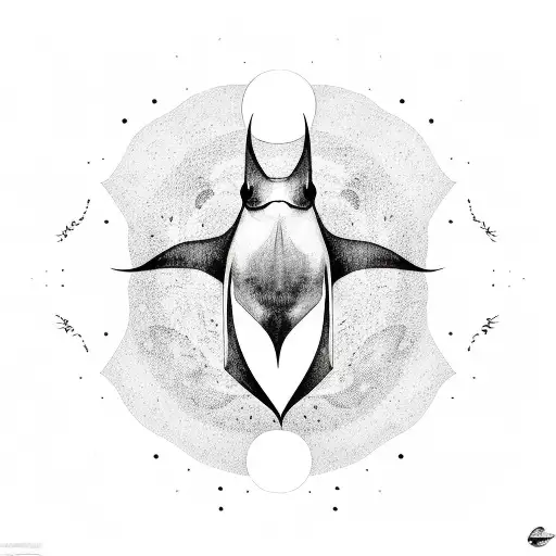 manta ray floating over the sun tattoo design idea