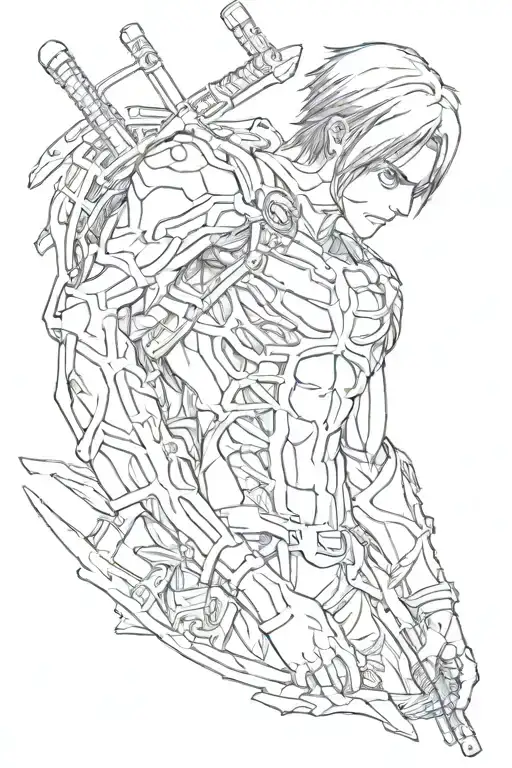 Attack on titan anime b/w tattoo design idea