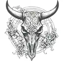 the rock bull skull tattoo design idea
