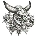 the rock bull skull tattoo design idea
