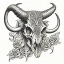 the rock bull skull tattoo design idea