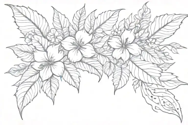 floral design with leaves thin line tattoo tattoo design idea