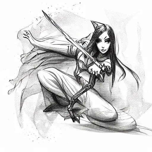 magic user casting spell fantasy tattoo design idea