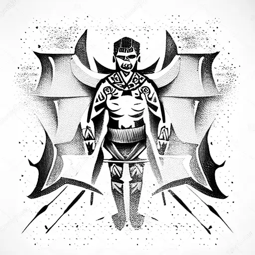 fighter human fantasy tattoo design idea