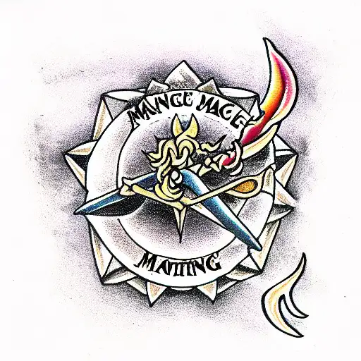mage casting spell fantasy  tattoo design idea