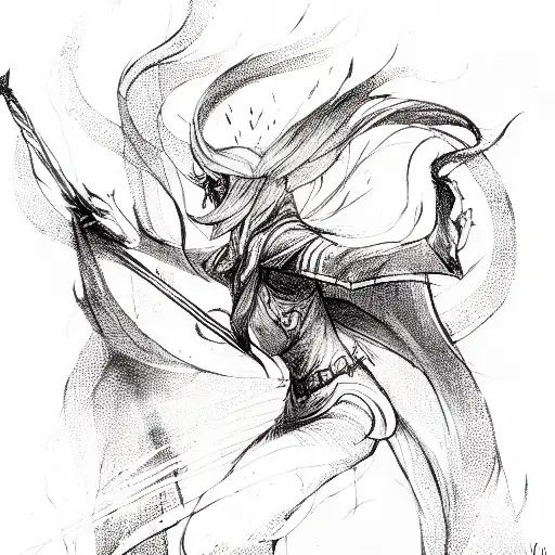 magic user casting spell fantasy tattoo design idea