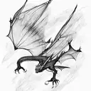 siloutte dragon flying tattoo design idea